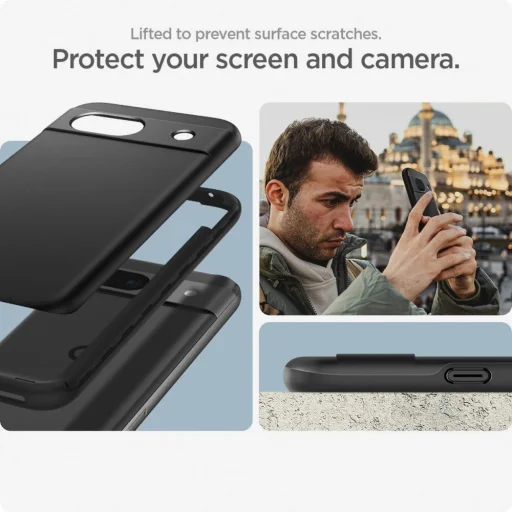 Google Pixel 8a matné čierne puzdro Spigen Thin Fit - 6
