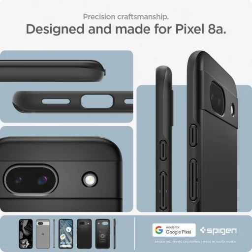 Google Pixel 8a matné čierne puzdro Spigen Thin Fit - 7