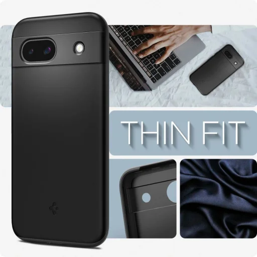 Google Pixel 8a matné čierne puzdro Spigen Thin Fit - 2