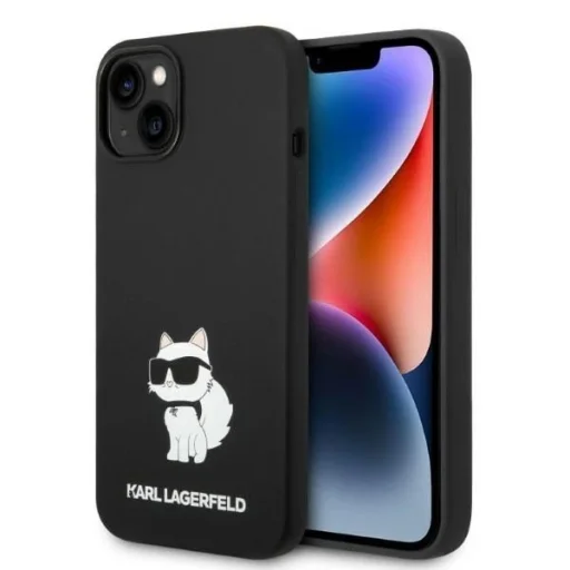 Karl Lagerfeld KLHMP14MSNCHBCK iPhone 14 Plus 6.7" fekete/fekete szilikon Choupette MagSafe tok - 1