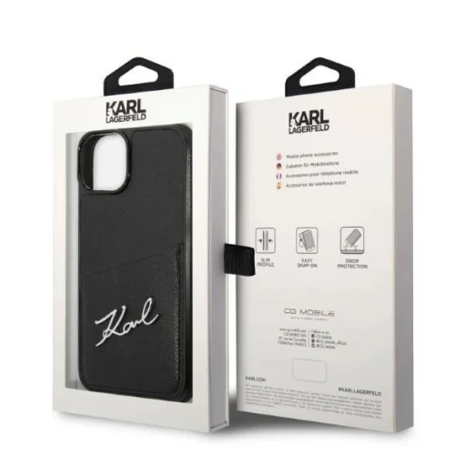 Karl Lagerfeld Signature Logo Cardslot tok iPhone 14 Plus - fekete - 8