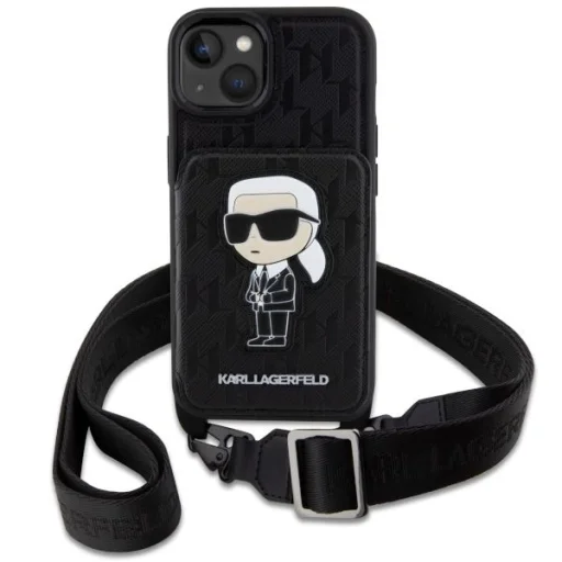 Karl Lagerfeld KLHCP14SCSAKHPKK iPhone 14 6.1" hardcase fekete/fekete Keresztpántos Saffiano Monogram Ikonik tok - 2