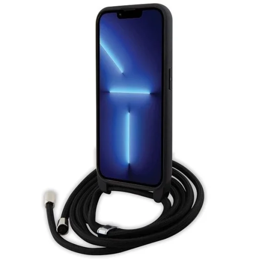  iPhone 15 Pro Fekete Karl Lagerfeld Crossbody Saffiano Monogram Metal Pin Karl & Choupette tok - 4