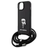  iPhone 15 Fekete Karl Lagerfeld Crossbody Saffiano Monogram Metal Pin Karl & Choupette tok thumbnail