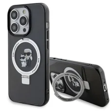 Karl Lagerfeld KLHMP13LHMRSKCK iPhone 13 Pro 6.1" fekete/fekete keménytok Ring Stand Karl&Choupette MagSafe tok