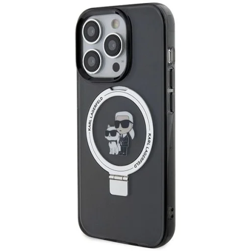 Karl Lagerfeld KLHMP13LHMRSKCK iPhone 13 Pro 6.1" fekete/fekete keménytok Ring Stand Karl&Choupette MagSafe tok - 2