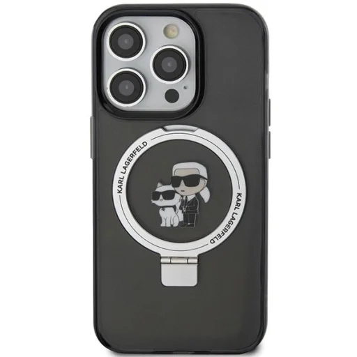 Karl Lagerfeld KLHMP13LHMRSKCK iPhone 13 Pro 6.1" fekete/fekete keménytok Ring Stand Karl&Choupette MagSafe tok - 3