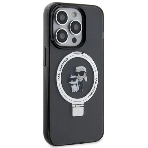 Karl Lagerfeld KLHMP13LHMRSKCK iPhone 13 Pro 6.1" fekete/fekete keménytok Ring Stand Karl&Choupette MagSafe tok - 4
