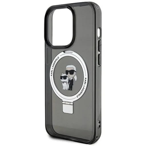 Karl Lagerfeld KLHMP13LHMRSKCK iPhone 13 Pro 6.1" fekete/fekete keménytok Ring Stand Karl&Choupette MagSafe tok - 6