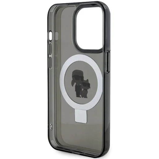 Karl Lagerfeld KLHMP13LHMRSKCK iPhone 13 Pro 6.1" fekete/fekete keménytok Ring Stand Karl&Choupette MagSafe tok - 7