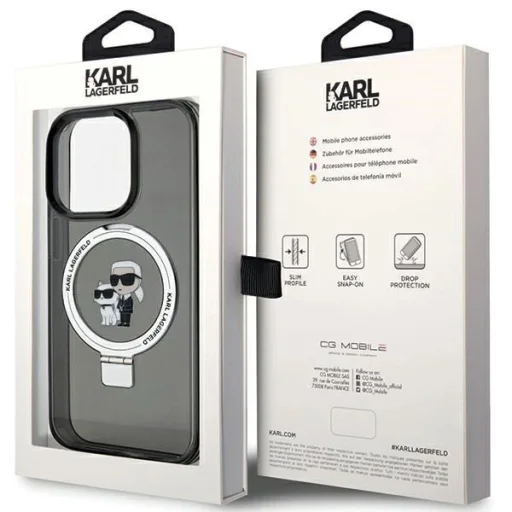 Karl Lagerfeld KLHMP13LHMRSKCK iPhone 13 Pro 6.1" fekete/fekete keménytok Ring Stand Karl&Choupette MagSafe tok - 8