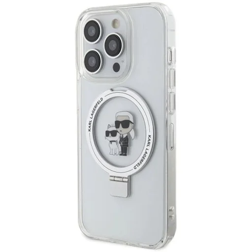 Karl Lagerfeld KLHMP14LHMRSKCH iPhone 14 Pro 6.1" fehér/fehér keménytok gyűrűs állvánnyal Karl&Choupette MagSafe tok - 2