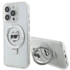  iPhone 15 Pro 6.1" fehér/fehér Karl Lagerfeld kemény tok Ring Stand Choupette Head MagSafe