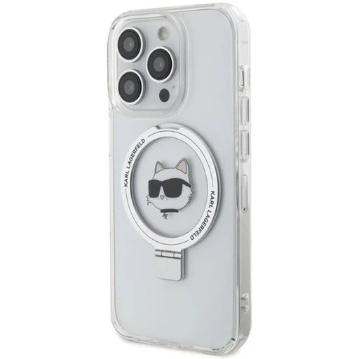  iPhone 15 Pro 6.1" fehér/fehér Karl Lagerfeld kemény tok Ring Stand Choupette Head MagSafe - 2