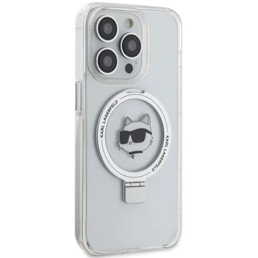  iPhone 15 Pro 6.1" fehér/fehér Karl Lagerfeld kemény tok Ring Stand Choupette Head MagSafe - 4