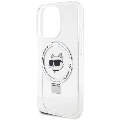  iPhone 15 Pro 6.1" fehér/fehér Karl Lagerfeld kemény tok Ring Stand Choupette Head MagSafe - 6