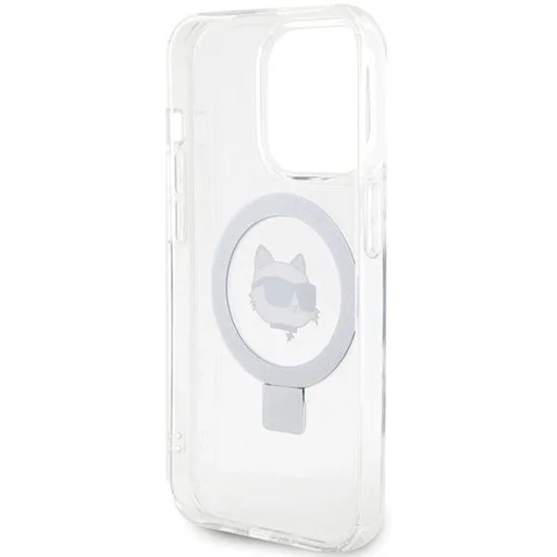  iPhone 15 Pro 6.1" fehér/fehér Karl Lagerfeld kemény tok Ring Stand Choupette Head MagSafe - 7