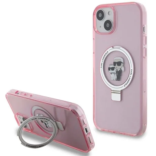  iPhone 15 6.1" pink/pink Karl Lagerfeld KLHMP15SHMRSKCP hardcase Ring Stand Karl&Choupette MagSafe - 1