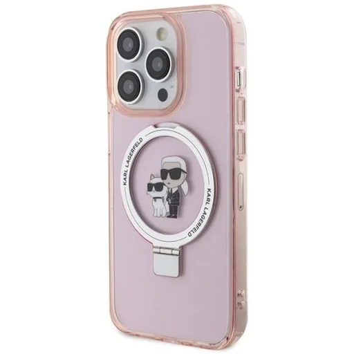  iPhone 15 Pro Max 6.7" pink/pink Karl Lagerfeld KLHMP15XHMRSKCP Ring Stand Karl&Choupette MagSafe tok - 2