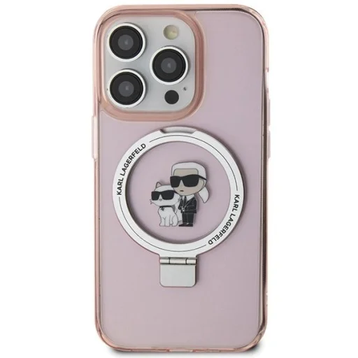  iPhone 15 Pro Max 6.7" pink/pink Karl Lagerfeld KLHMP15XHMRSKCP Ring Stand Karl&Choupette MagSafe tok - 3