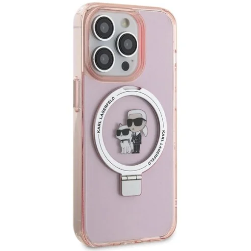  iPhone 15 Pro Max 6.7" pink/pink Karl Lagerfeld KLHMP15XHMRSKCP Ring Stand Karl&Choupette MagSafe tok - 4