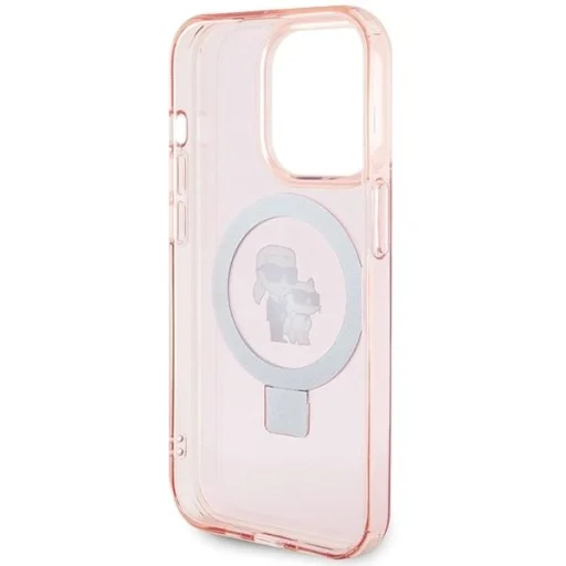  iPhone 15 Pro Max 6.7" pink/pink Karl Lagerfeld KLHMP15XHMRSKCP Ring Stand Karl&Choupette MagSafe tok - 6