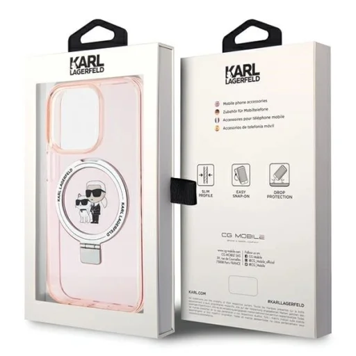  iPhone 15 Pro Max 6.7" pink/pink Karl Lagerfeld KLHMP15XHMRSKCP Ring Stand Karl&Choupette MagSafe tok - 7