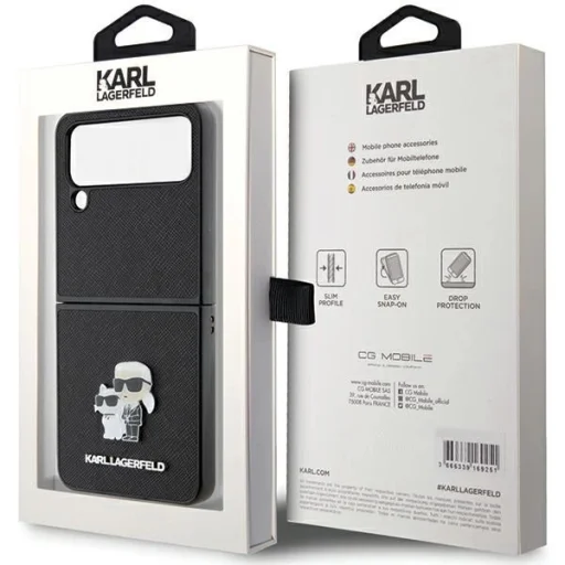Karl Lagerfeld Saffiano Karl&Choupette Pin tok Samsung Galaxy Z Flip 4 - fekete - 5