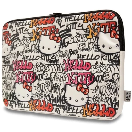 Hello Kitty PU Metal Logo 14" laptop fliptok - bézs - 2