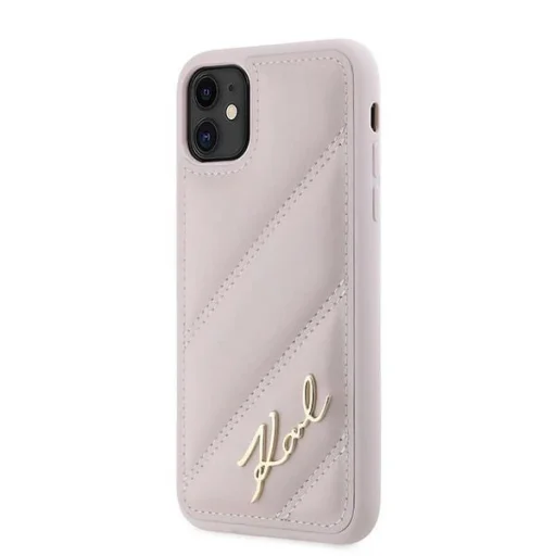 Karl Lagerfeld Diagonal Quilted Script tok iPhone 11 - rózsaszín - 2