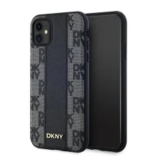  iPhone 11 Fekete DKNY Bőr Kockás Mono Minta MagSafe Tok