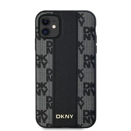  iPhone 11 Fekete DKNY Bőr Kockás Mono Minta MagSafe Tok - 3