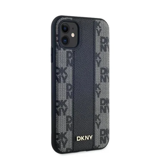  iPhone 11 Fekete DKNY Bőr Kockás Mono Minta MagSafe Tok - 4