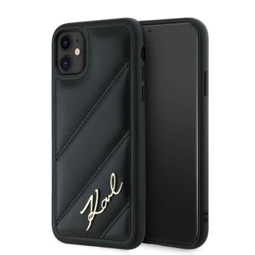 Karl Lagerfeld Diagonal Quilted Script tok iPhone 11 - fekete - 1