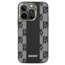 iPhone 14 Pro Max Fekete DKNY Bőr Kockás Mono Minta MagSafe Tok