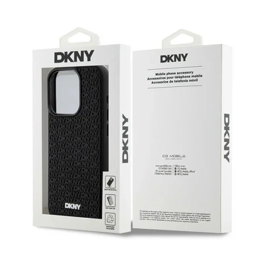  iPhone 15 Pro fekete DKNY 3D Gumiból készült ismétlődő mintás tok - 8