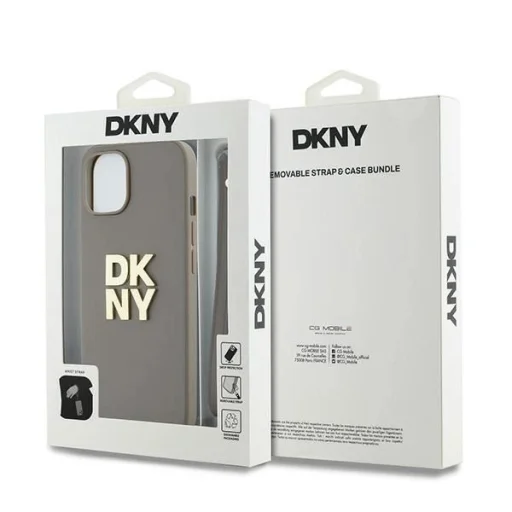  iPhone 15 Plus DKNY Wrist Strap Stock Logo tok - bézs - 7