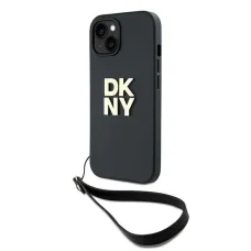  iPhone 15 Plus DKNY Wrist Strap Stock Logo tok - Fekete