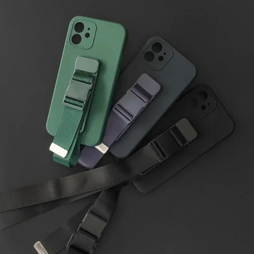 Rope case zselés tok lánccal, iPhone 12 piros tok - 14