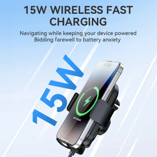 Wozinsky WUMID telefontartó 15W induktív töltővel autós műszerfalhoz - fekete - 6