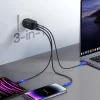 Joyroom gyors GaN töltő 65W USB-A, 2x USB-C fekete + USB-C - USB-C kábel 100W 1.2m (TCG01) thumbnail