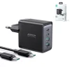 Joyroom GaN töltő 67W 4 portos (2x USB, 2x USB C) fekete (TCG02) + USB C - USB C kábel 100W 1.2m thumbnail