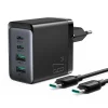 Joyroom GaN töltő 67W 4 portos (2x USB, 2x USB C) fekete (TCG02) + USB C - USB C kábel 100W 1.2m thumbnail