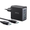 Joyroom GaN töltő 67W 4 portos (2x USB, 2x USB C) fekete (TCG02) + USB C - USB C kábel 100W 1.2m thumbnail