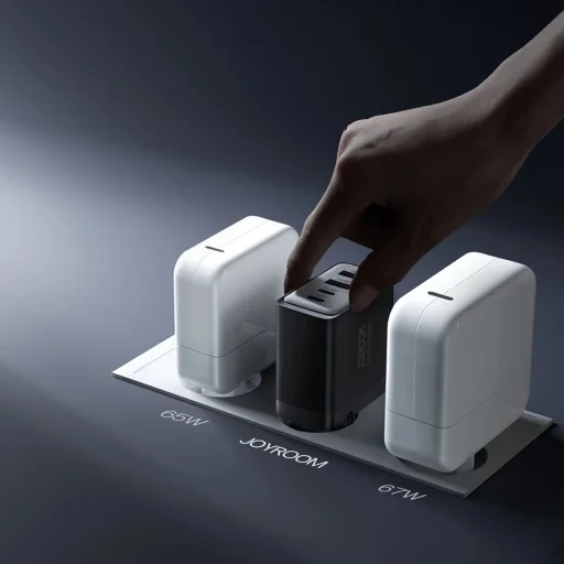 Joyroom GaN töltő 67W 4 portos (2x USB, 2x USB C) fekete (TCG02) + USB C - USB C kábel 100W 1.2m - 15