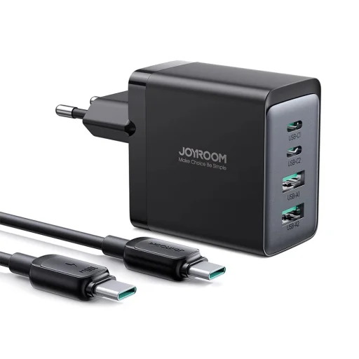 Joyroom GaN töltő 67W 4 portos (2x USB, 2x USB C) fekete (TCG02) + USB C - USB C kábel 100W 1.2m - 8