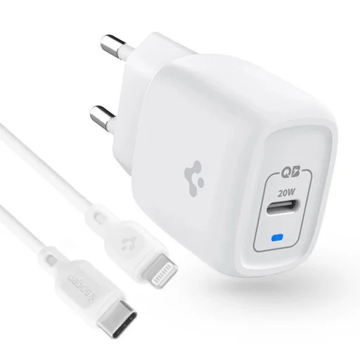 Spigen PE2C10CL 1-PORT HÁLÓZATI TÖLTŐ PD20W + Lightning MFi KÁBEL FEHÉR - 12
