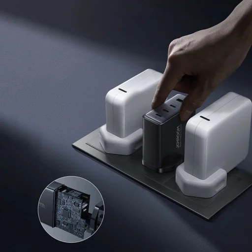 GaN töltő UK Joyroom JR-TCG05UK 140W 3x USB-C USB-A + USB-C / USB-C kábel 240W 1,2m - 14