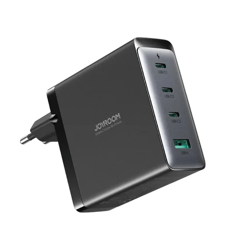 GaN 140W gyorstöltő 3 x USB-C / USB-A Joyroom JR-TCG05EU - fekete + USB-C - USB-C 240W 1.2m kábel - 3