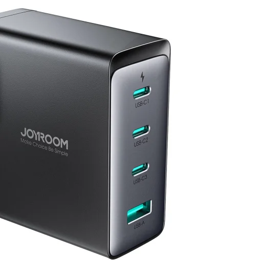 GaN 140W gyorstöltő 3 x USB-C / USB-A Joyroom JR-TCG05EU - fekete + USB-C - USB-C 240W 1.2m kábel - 5
